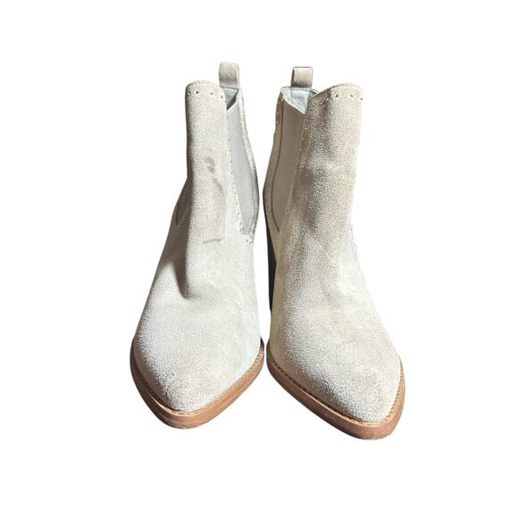 Marc Fisher Beige Suede Studded Pointed Toe Ankle Boots - Picture 3 of 11